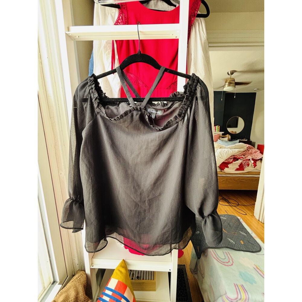INC. Women’s Off The Shoulder Black Top Shirt, Size Medium New With Tags